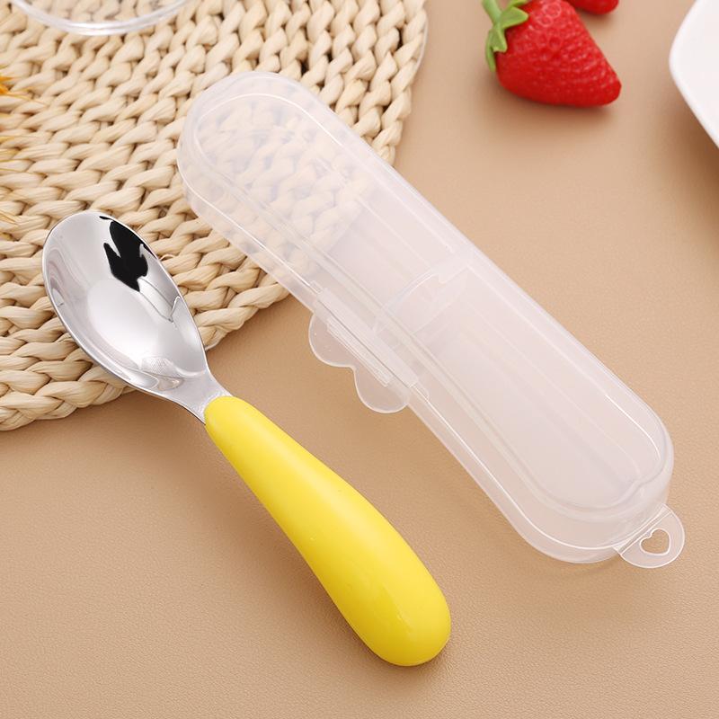 Stainless Steel Ingot Spoon Children's Spoon Portable Tableware for Primary School Students Small Spoon with Box