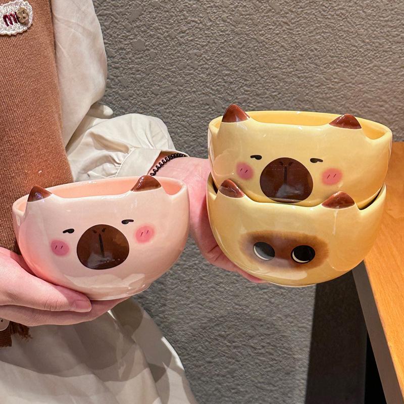 ins cute siamese cat ceramic rice bowl personal special bowl utensils children's cute tableware special beautiful rice bowl