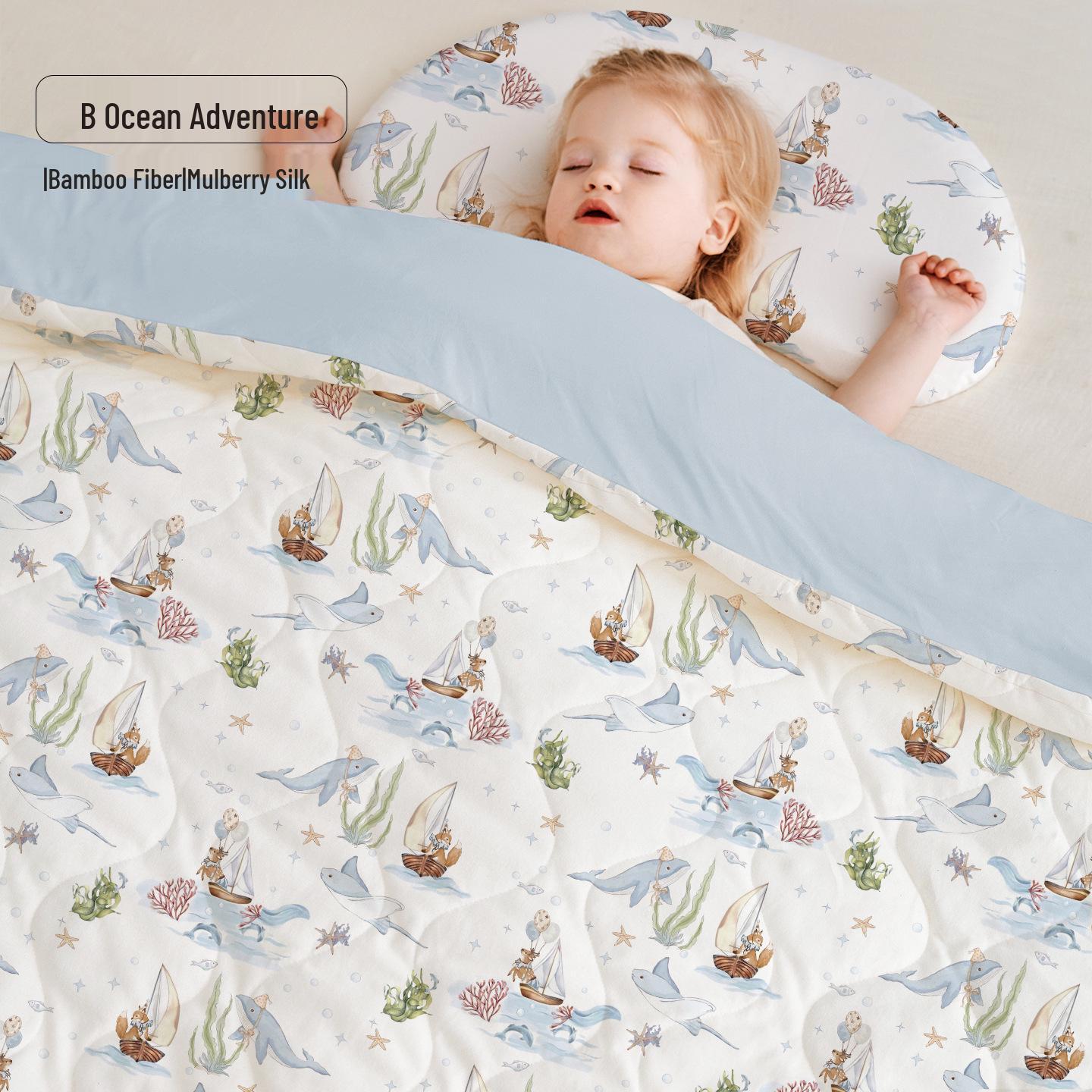 

Winter Thickened Baby Comforter: Mulberry Silk Filling, Warm Dual-Use Zipper Nap Quilt for Kids 1.2*1.5m