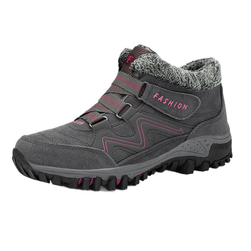 Women's Winter Snow Boots Velcro, Thick Sole, Warm Cotton, Plus Velvet