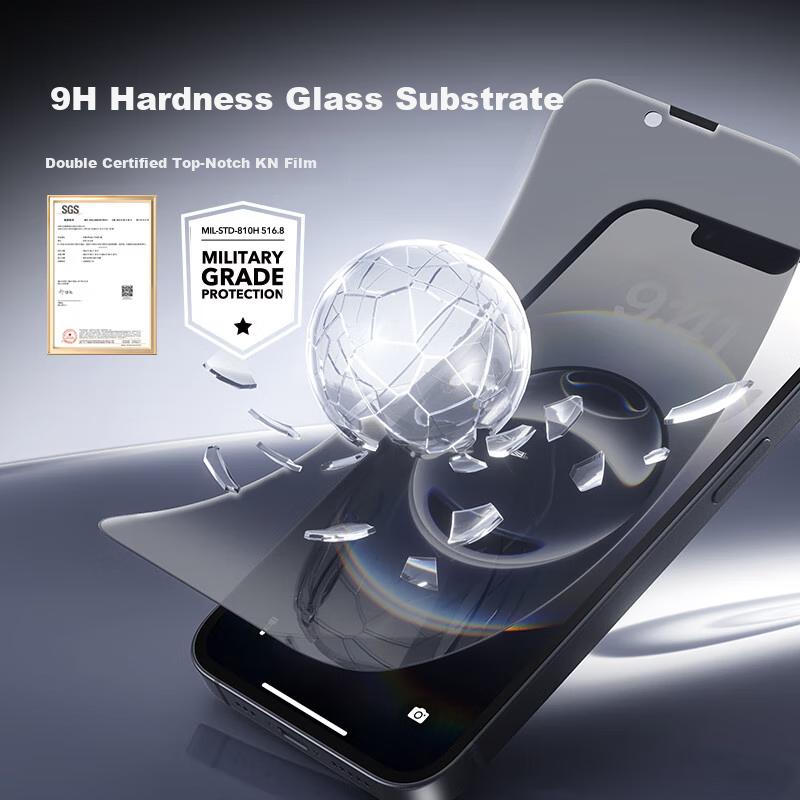 ESR Screen Protector for Apple IPhone 16e/14/13/13 Pro, Anti-Peeping Tempered Glass Film, Quick Installation Book Cover, Shatterproof Protective Film