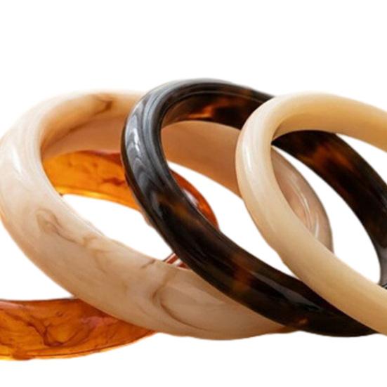 4Pcs/Set Retro Style Bangle Set, Lightweight Stackable Women Bracelets, Smooth Polished Surface Versatile Bangles for Daily Wear