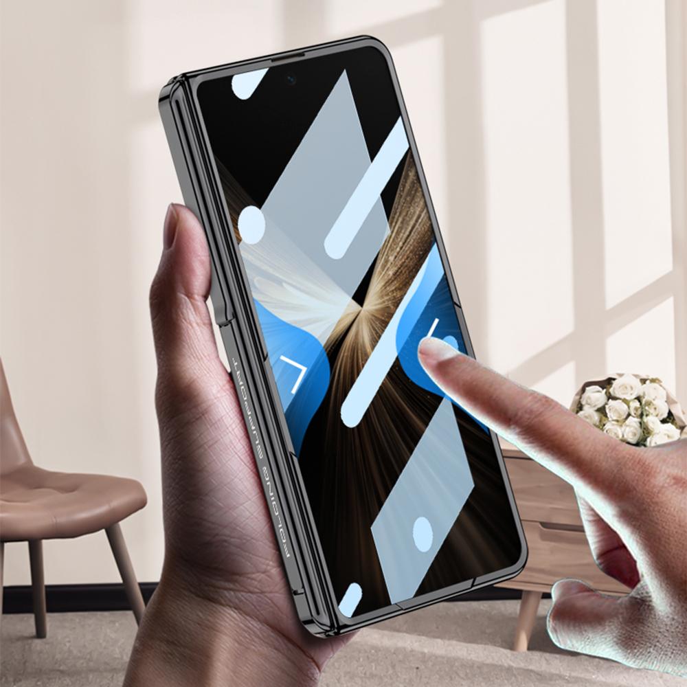 GKK For Honor Magic V5 5G Case Ultra Clear Magnetic Hinge PC+Tempered Glass Phone Cover