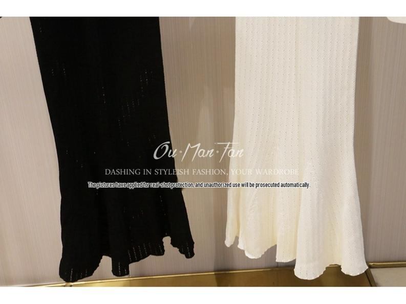 Elegant French-Style V-Neck Slim Fit Fishtail Knit Dress