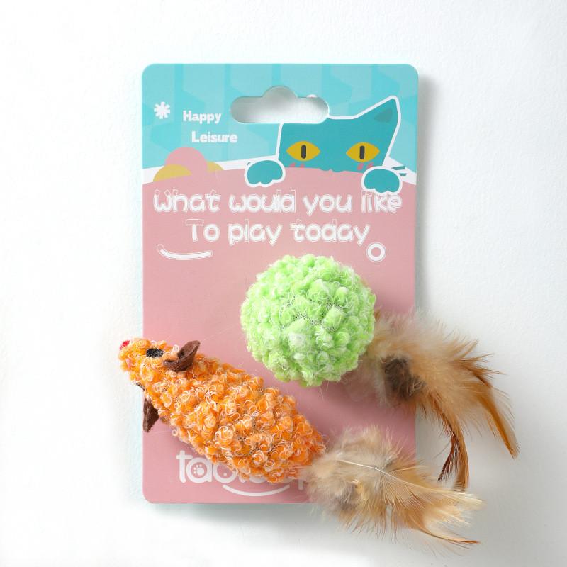 Cat Toys Collection Featuring Feather Mice And Rattling Balls For Fun And Exercise