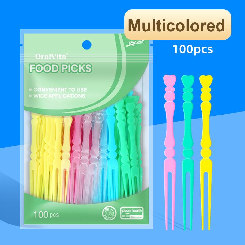 100 Pcs Disposable Fruit Bag with Small Fork