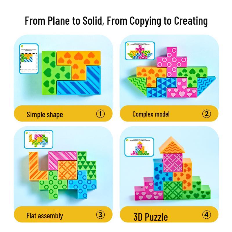 3D Wooden Puzzle: Montessori Logic & Space Training Toy for Kids
