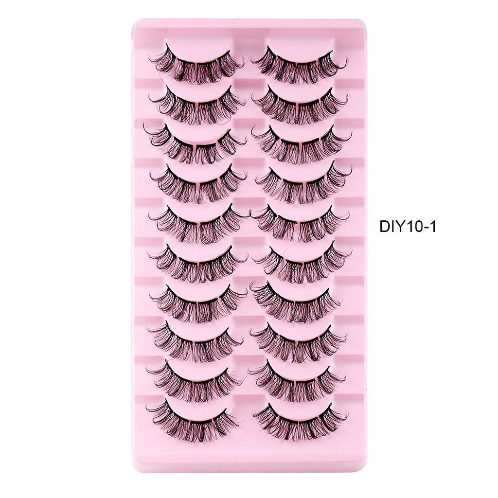 10 Pairs Of Chemical Fiber Segmented False Eyelashes Curled And Dense To Simulate Natural Eyelashes