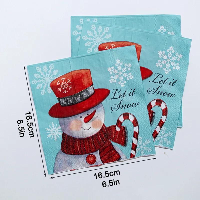 20pcs/Pac 33*33cm 2-Ply Disposable Party Napkin Christmas Pattern