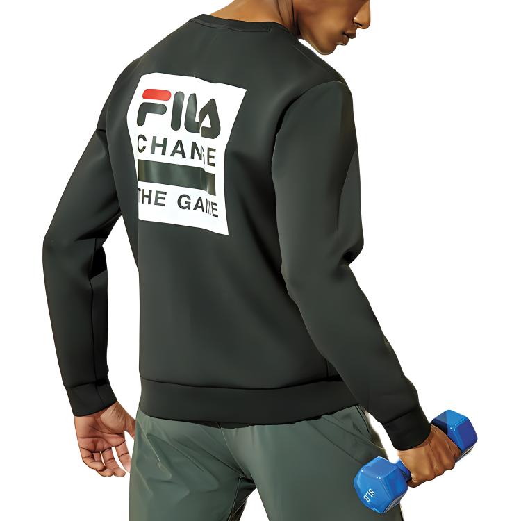 FILA Athletics Series Logo Crew Neck Sports Long Sleeve Sweatshirt Men sweatshirt Black A11M011237GBK