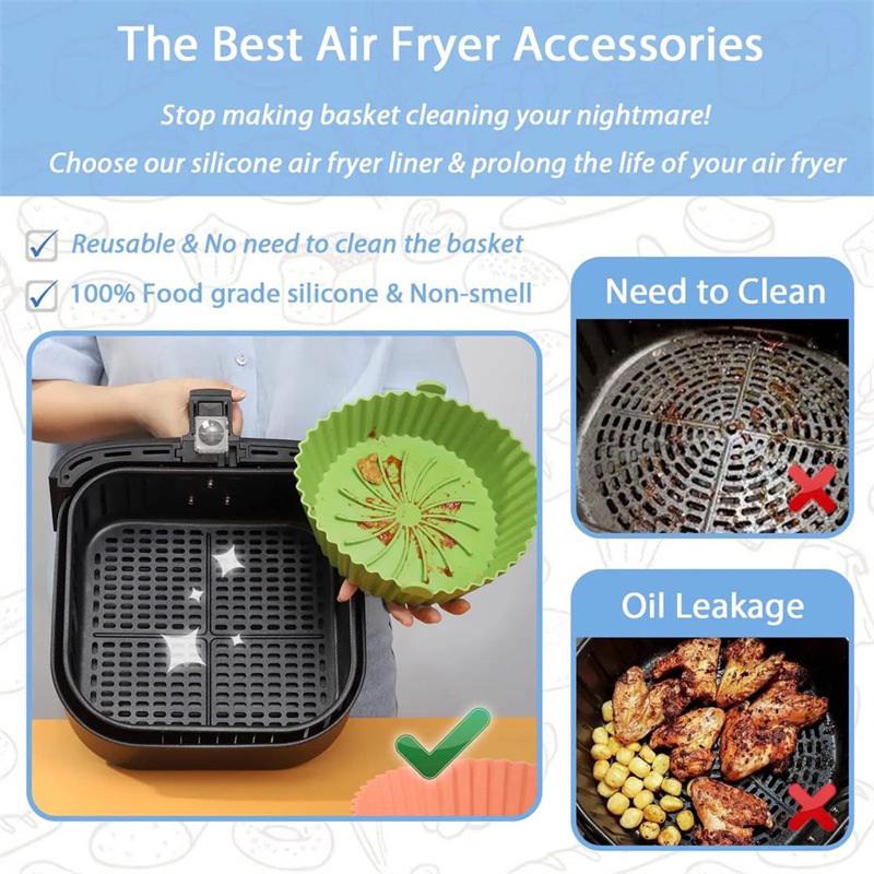 Air Fryer Silicone Basket Reusable Silicone Mold For Air Fryer Pot Oven Baking Tray Fried Chicken Mat Air Fryer Accessories