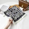 Old money style printed silk scarf retro brown scarf neck square scarf fashionable versatile herringbone pattern cotton and linen silk scarf
