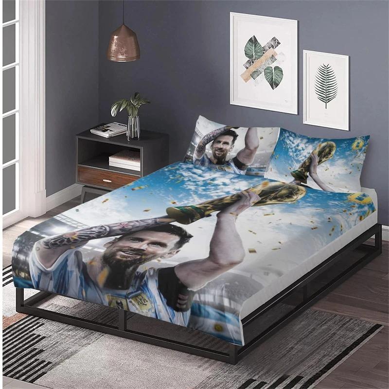 

Youth football star 3D bed sheet ultra-fine fiber down duvet cover, football club bedding set, 1 zipper down duvet cover and 2 f 90x200cm