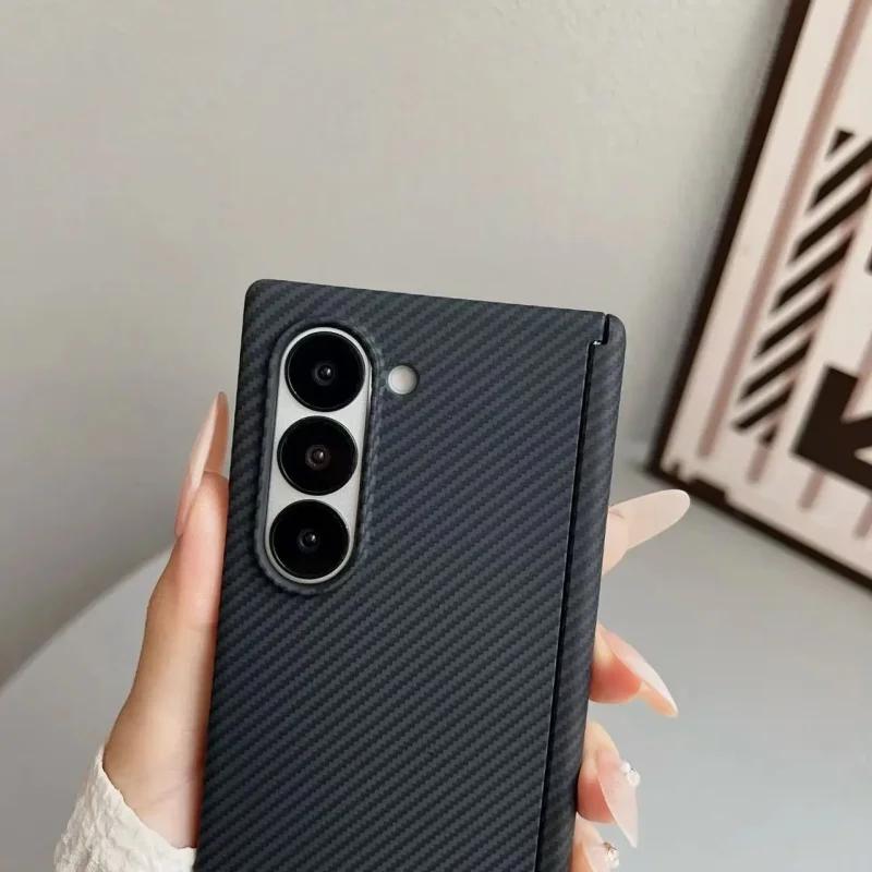 600D Carbon Fiber Texture MagSafe Phone Case for Samsung Galaxy Z Fold 7 6 5 5G Hinge Busine Magnetic Wireless Charging Cover