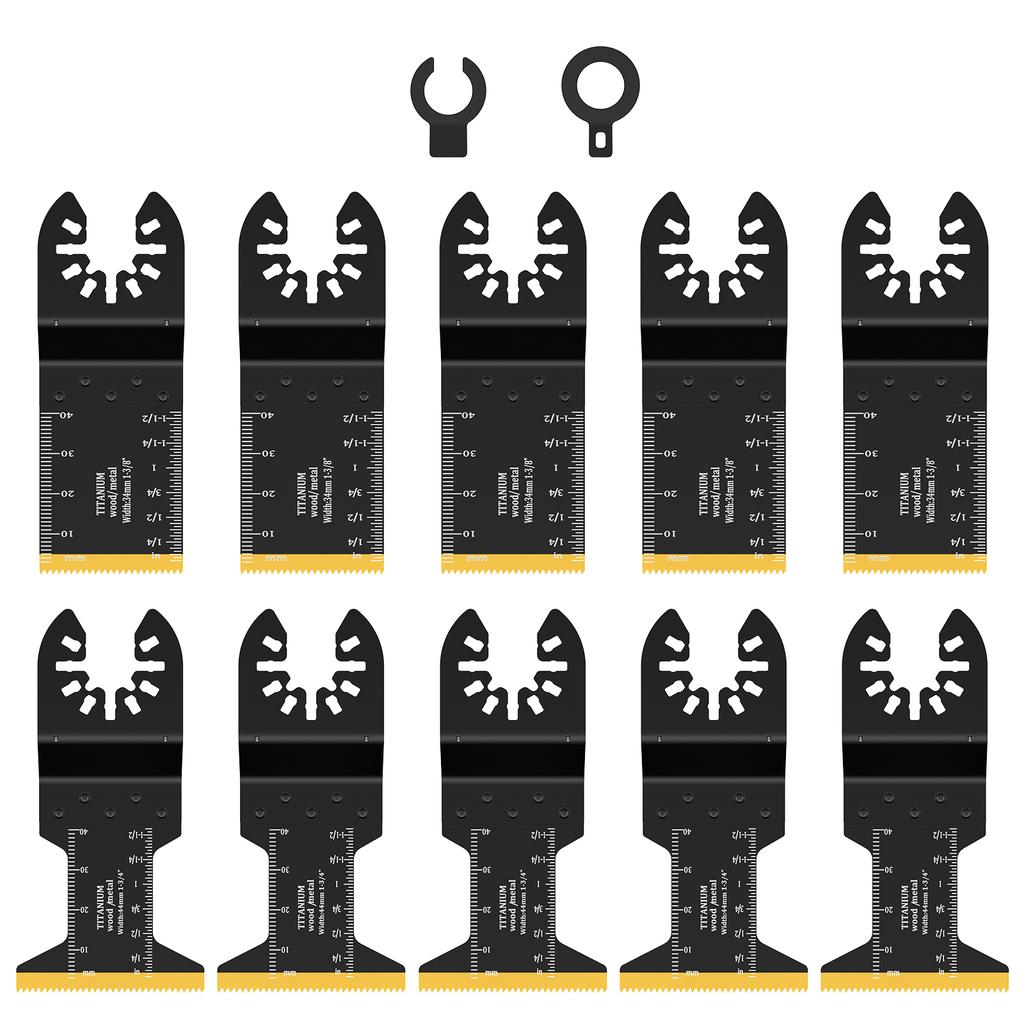 10/12 Pcs Titanium Bimetal Oscillating Saw Blade Set Precise Multi-functional Titanium-coated Swing Saws Blade for Cutting Metal