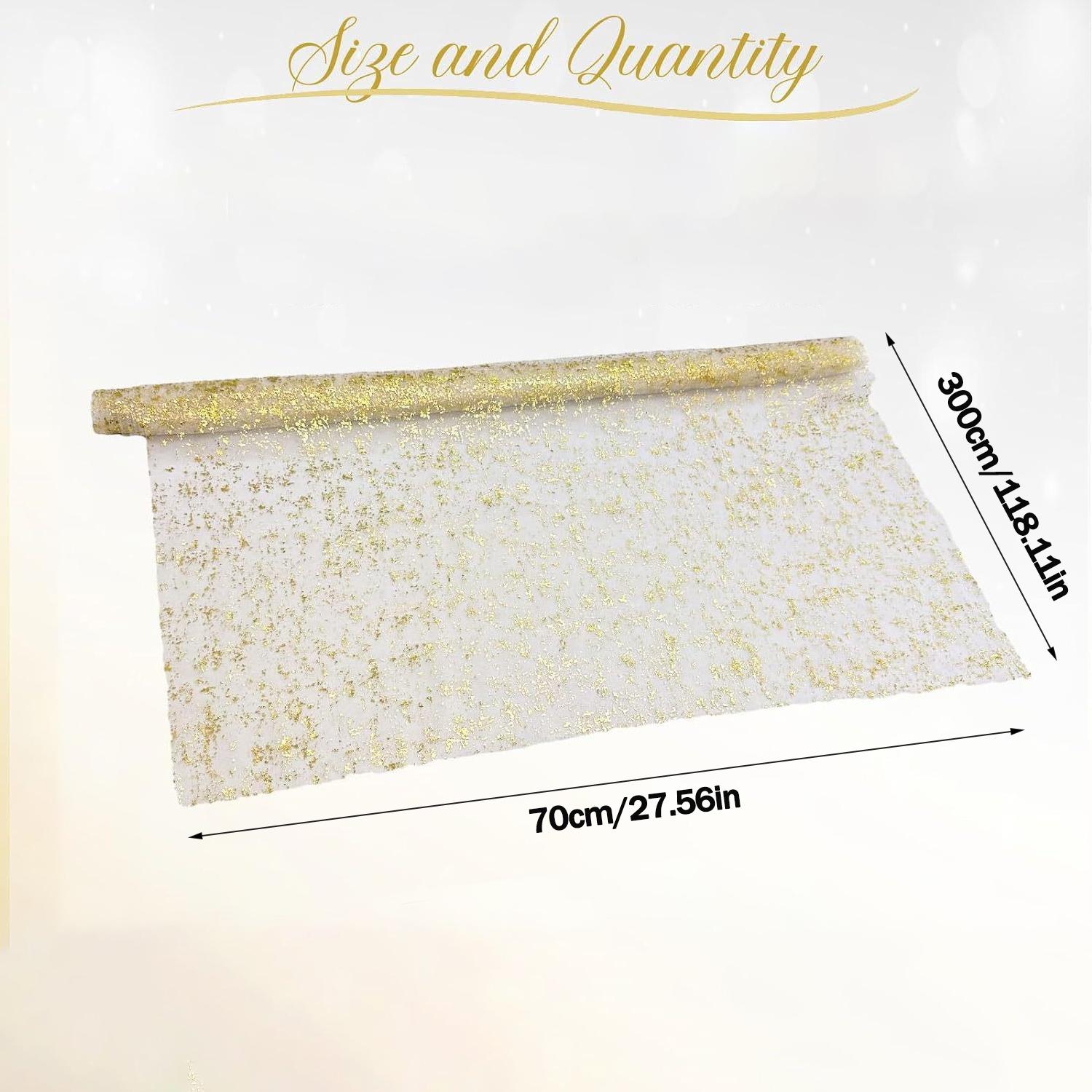

25 New Gold Glitter Table Runners Wedding Table Runner Party Tablecloth Shiny See-through Tulle Anti-Stain Reusable Table Decora