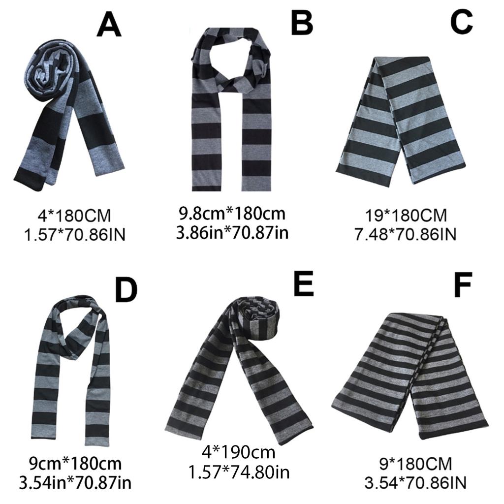 Cosplay Striped Scarf for Adult Unisex Y2K Long Thin Scarf Spring Autumn Skinny Scarf Harajuku Scarf Daily Use Neck Wear
