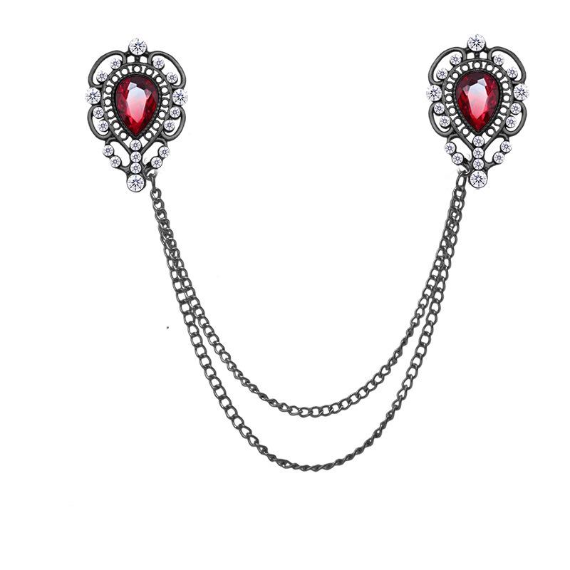 Мужская булавка-цепочка на лацкан в европейском стиле: Зажим-воротник и брошь-капля в корейском стиле