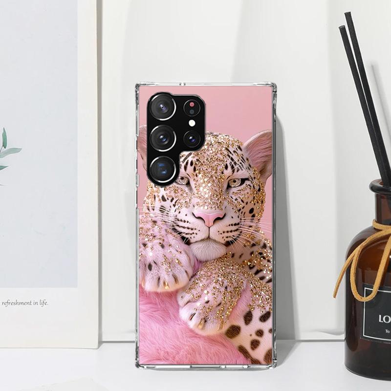 Pink Leopard Print Phone Case For Samsung Galaxy S26 S25 Edge S24 FE S23 S22 Ultra S21 Plus S20 + Art Fundas Back Cover Galaxy S