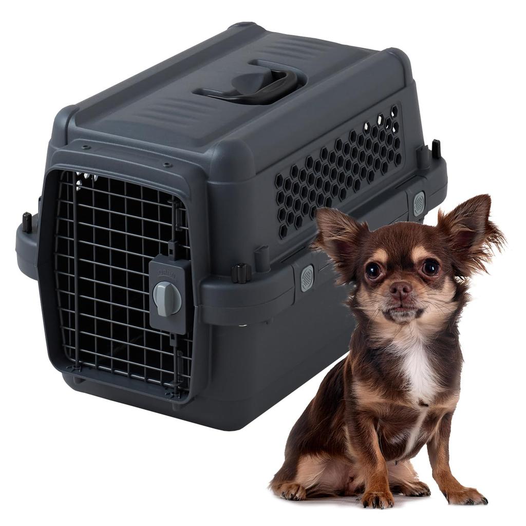 OFT Pet Kennel First Class Black Edition L50 W X D X Weight with Handles Indoor with IATA Safety Standards [External Dimensions 33.5cm 50.5cm 33.5cm