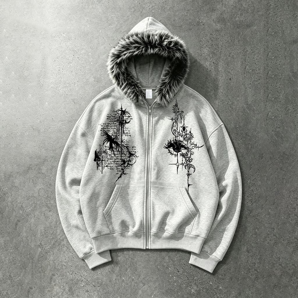 Losse Casual Hoodie met Zakken, Nepbontkraag, Duurzaam en Comfortabel, Longsleeve Sweatshirt