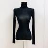 Autumn Winter Women Sexy Slim Cotton Shirt High Neck Long Sleeve Tops