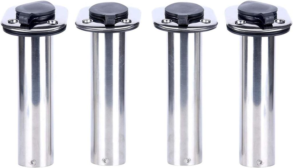 Amarine Made Stainless Steel 90-Degree Rod Holder 4-Piece Set, Boat Grip Mount Type, Hardened Internal Guard, Boat Rod Holder