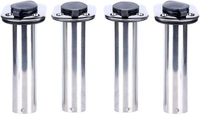 Amarine Made Stainless Steel 90-Degree Rod Holder 4-Piece Set, Boat Grip Mount Type, Hardened Internal Guard, Boat Rod Holder