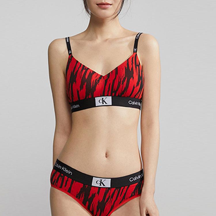 Calvin Klein Ck96 Série Malé Čtvercové Logo s Nápisem Ozdobný Bezdrátová Podprsenka Dámské spodní prádlo Růžovo-červená QF7218-ACN