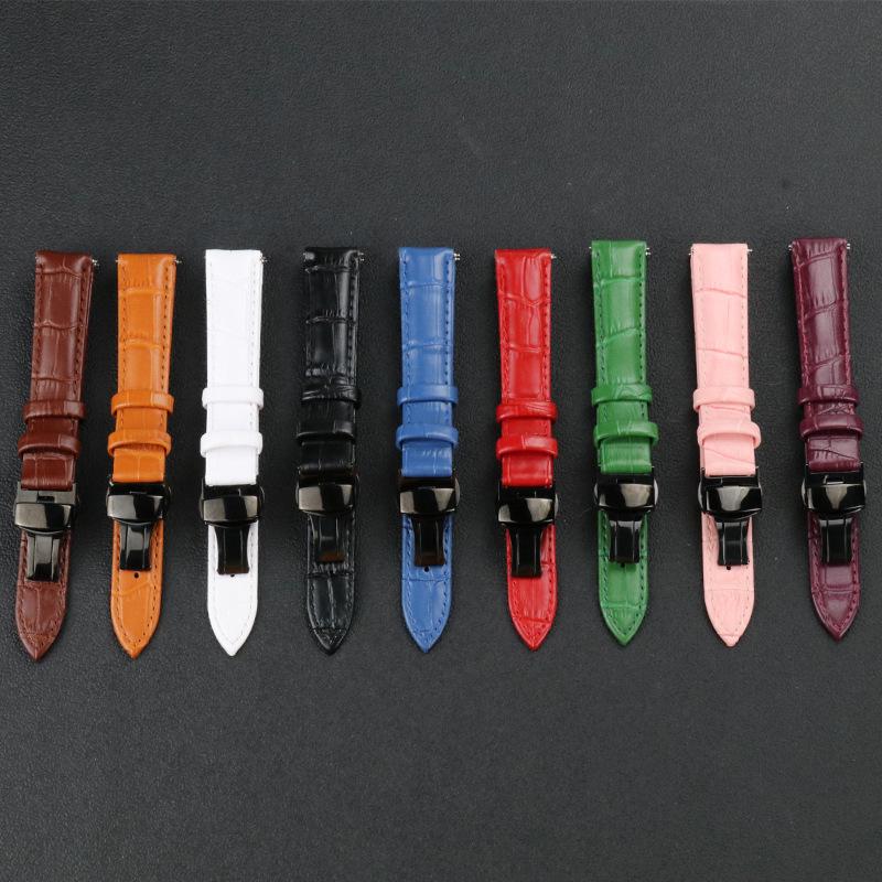 Genuine Leather Rose Gold & Silver Bamboo Pattern Quick Release Watch Strap with Butterfly Buckle (20mm/22mm)