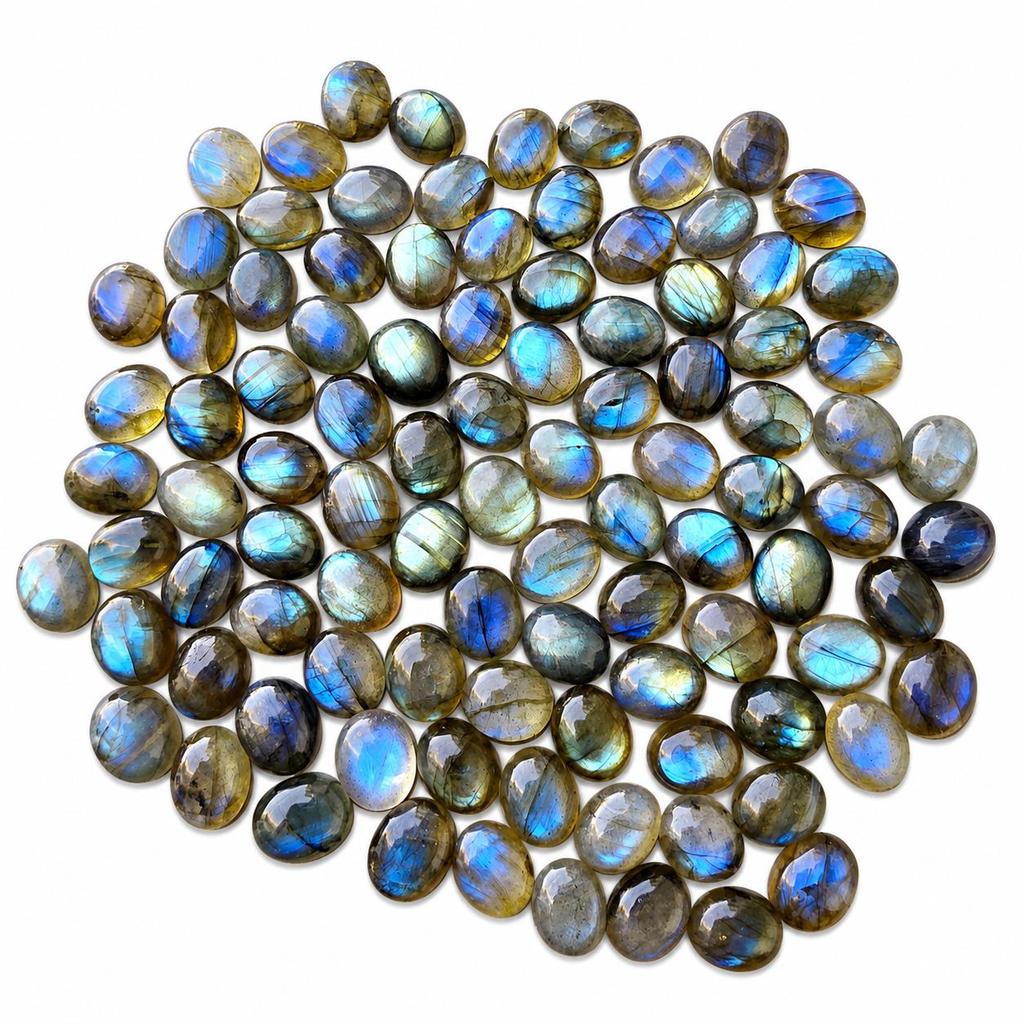 Cabochon Ovale Labradorite Plat Dos Pierre Précieuse Multi-teintes Toutes Tailles Disponibles