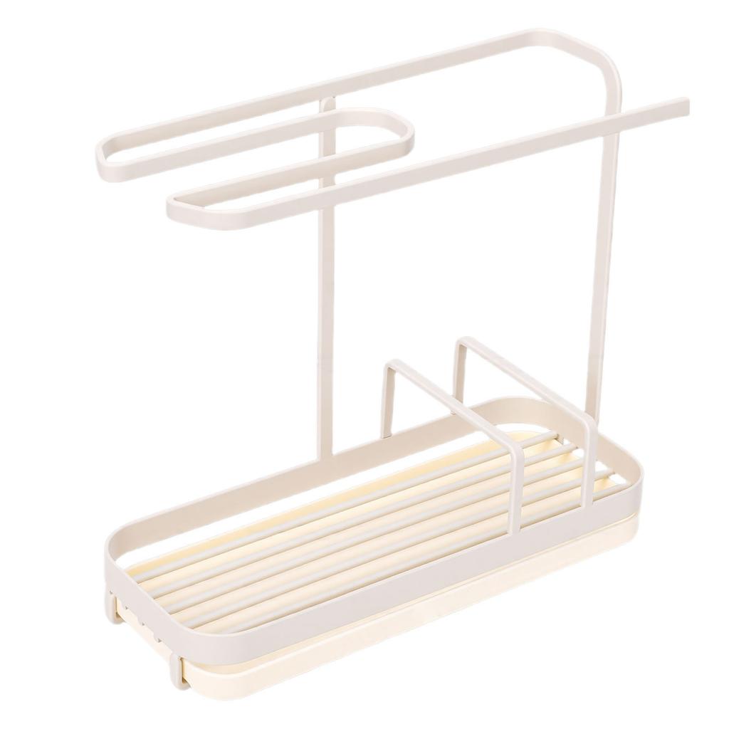 Kitchen Sink Multifunctional Metal Sponge Soap Brush Storage Rack with Towel Holder