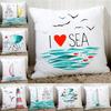 Classic Artwork Blue Sea Sail Print Quality Sofa Cushion Cover Home Decor Pillowcase
