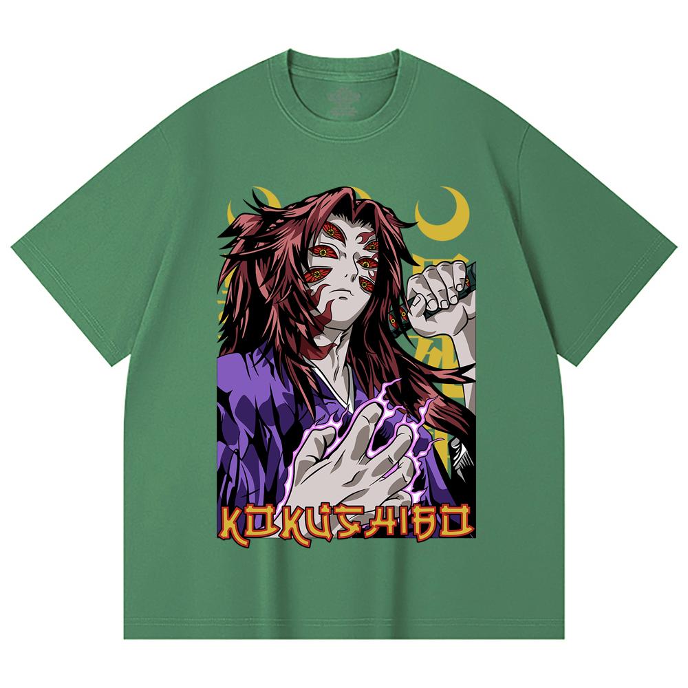 230 Gsm 100% Cotton Demon Slayer V105 Kokushibo Print Unisex Heavy Cotton T Shirt