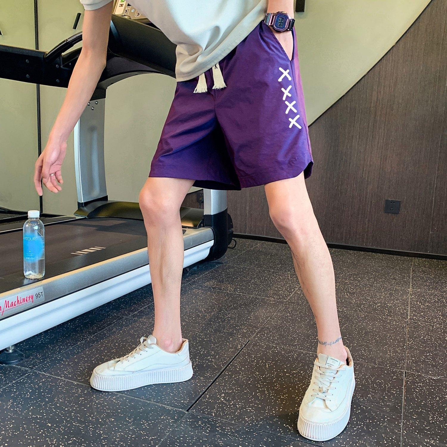 

Повседневные шорты Мужские летние новые тонкие бриджи Летняя одежда Спортивные шорты до середины икры Мужские большие шорты 3XL фиолетовый