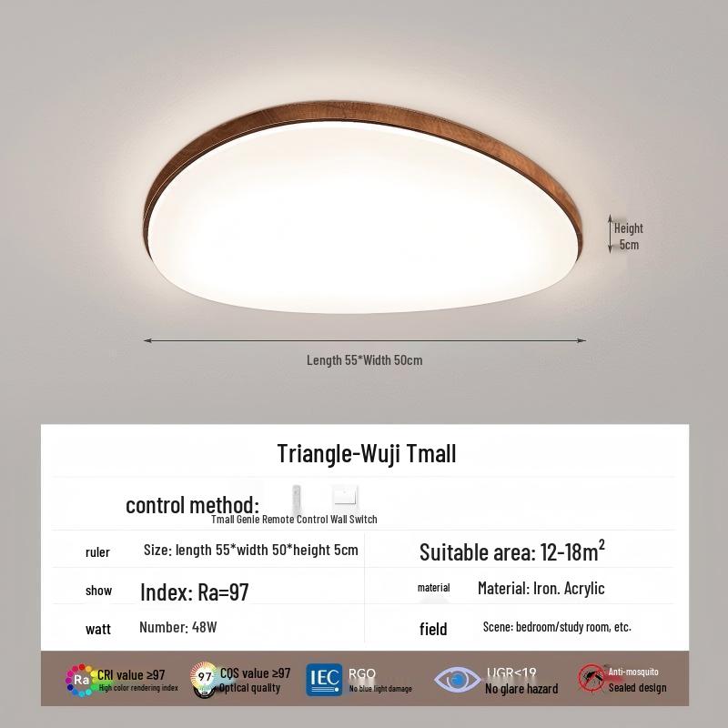Full Spectrum Eye Protection Japanese-Style Wood Grain Ceiling Lamp for Living Room & Bedroom