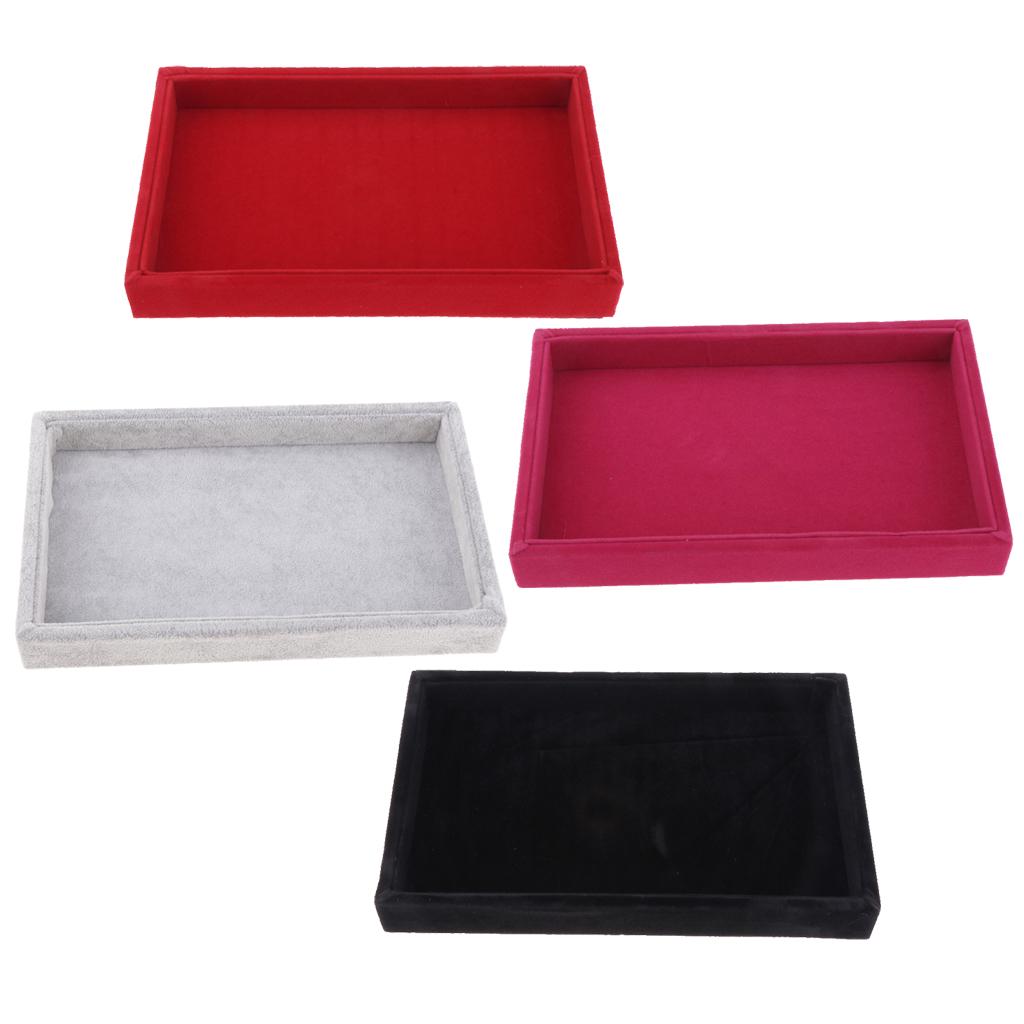 2 Pieces Velvet Necklace Bracelet Earring Anklet Jewelry Display Tray Case