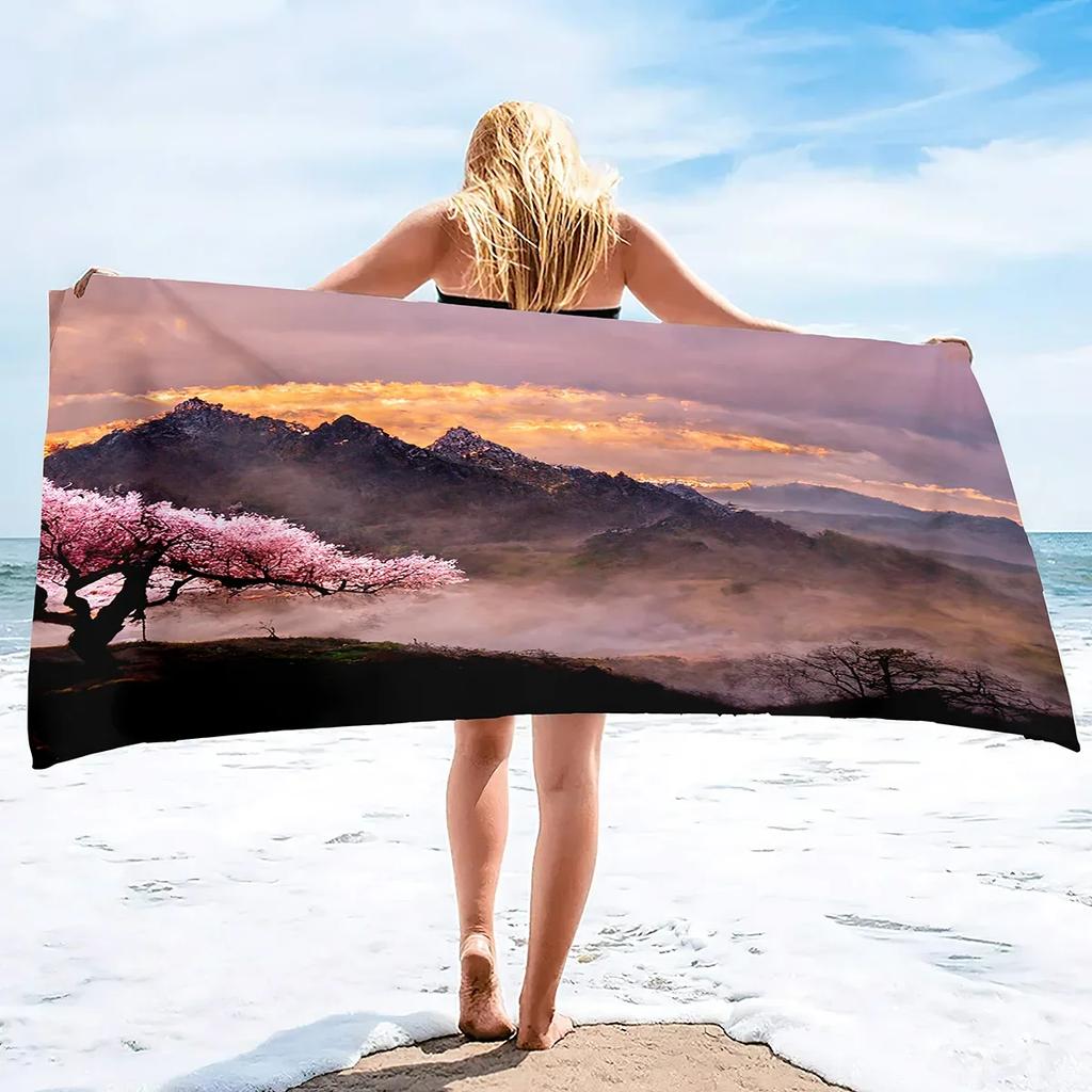 Cherry Blossoms Flowers Microfiber Oversized Beach Towels,Super Absorbent Sand Proof Towel Quick Fast Dry Thin Towels Blanket