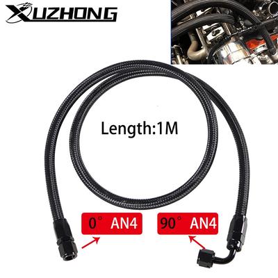 1M AN4 4AN Black Braided Oil Fuel Fittings Hose End 0+90 Degree Oil Adaptor Kit Oil Fuel Hose Line