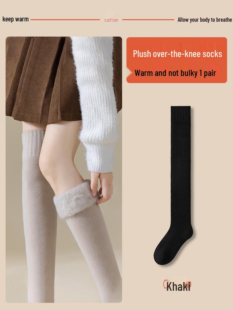 

Женские зимние термоноски до бедра с флисовой подкладкой One Size for Women (35-39) чёрный