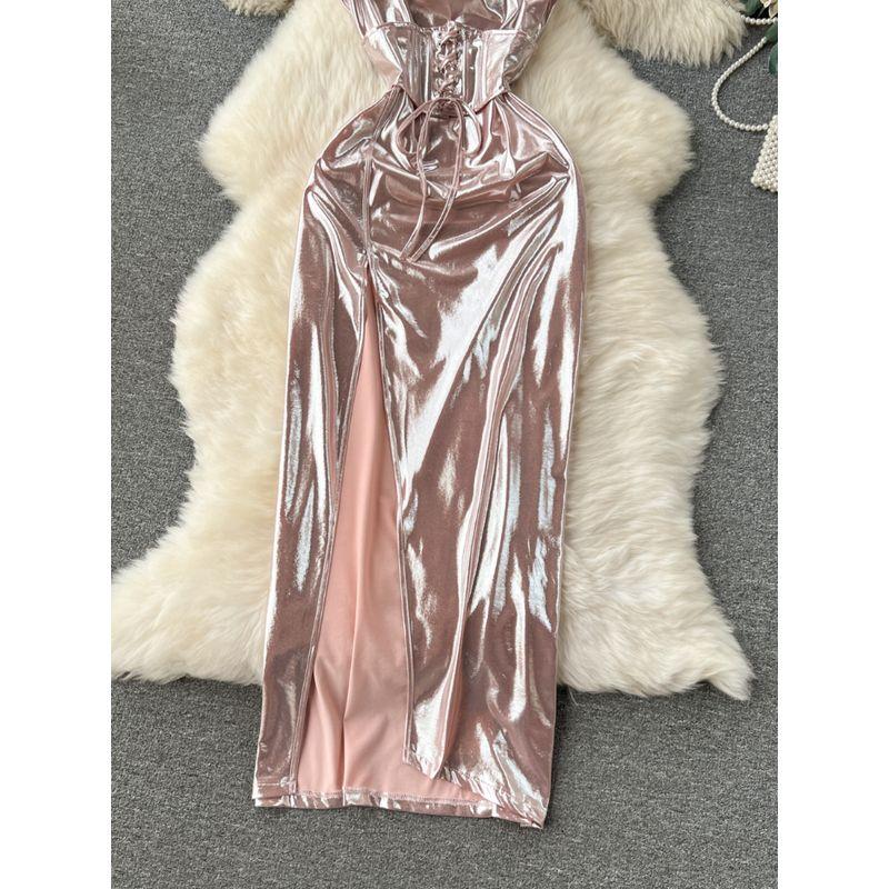 Accessible Luxury Metal Feeling Silm Niche Style Sling Dress