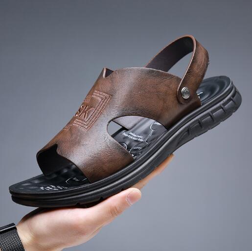 

Летняя пляжная обувь мужская негабаритная сандалии большого размера мужская обувь sandales homme en cuir D630 38 коричневый