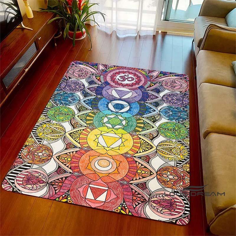 3D Rainbow 7 Chakra Rug, Bedroom Rug for Living Room, Home Sofa Decor, Kids Play Mat, Large Decor Rug, Yoga Meditation001