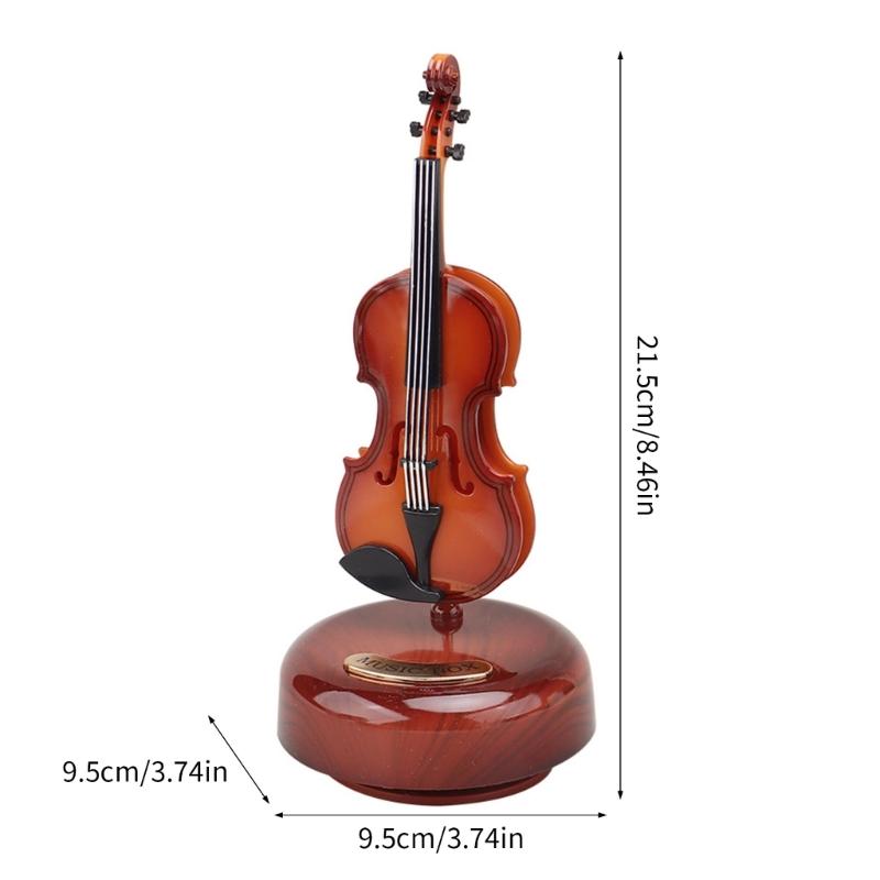 Mechanism Wind Up Musical Box Violin Music Box Miniature Musical Instrument Ornament Home Decors Creative Artware Gift