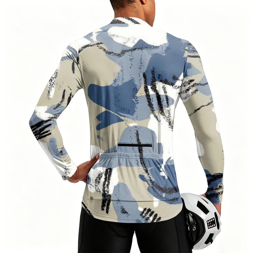 Herren Langarm Fahrradtrikot Viertelreißverschluss Atmungsaktiv Schnelltrocknend Leichtes Stretchgewebe Sportoberteil für Outdoor-Aktivitäten
