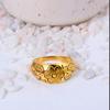 Engraved Gold Plated Dome Ring | Intricate Floral Band Ring | Vintage Style Brass Statement Jewelry for Women