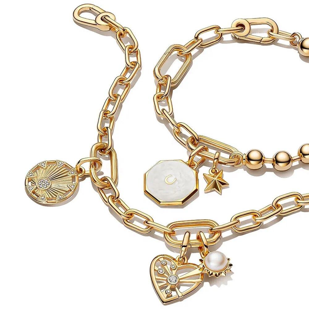 Bracelet en laiton plaqué argent pour femmes, chaîne à maillons en perles, bijoux fins, adaptés aux breloques, nouvelle Collection Me 2022