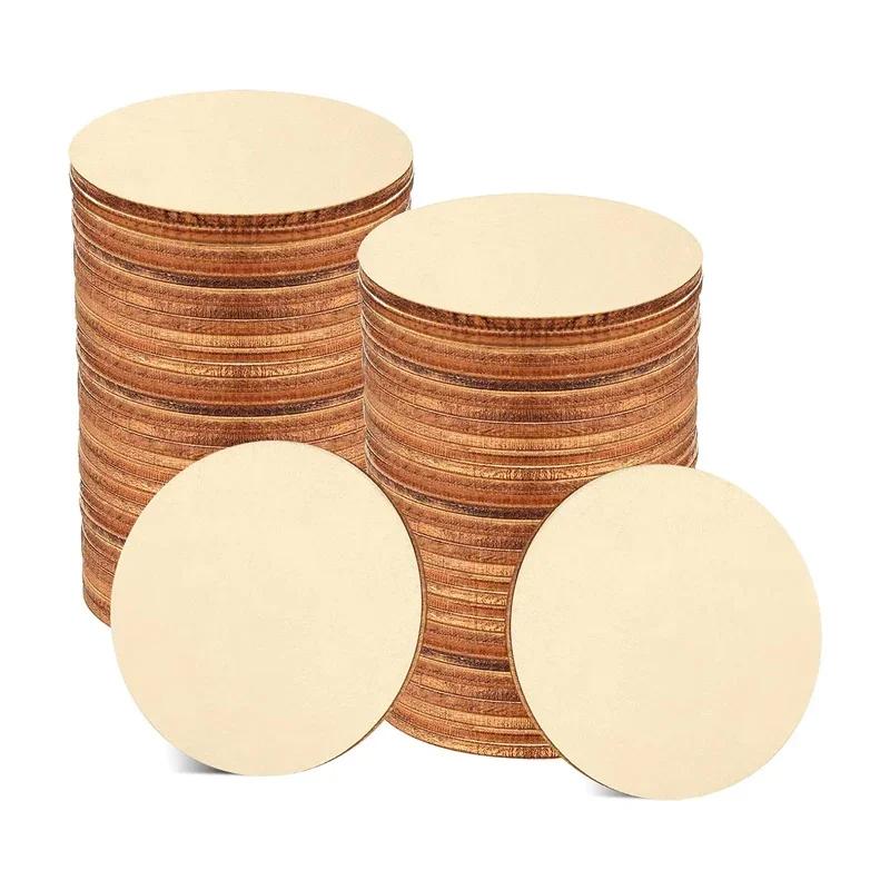 50pcs/lot 7-12cm Unfinished Wood Round Slices, Natural Blank Wooden Pieces for DIY Projects, Craft Creations, Art, Home Decor