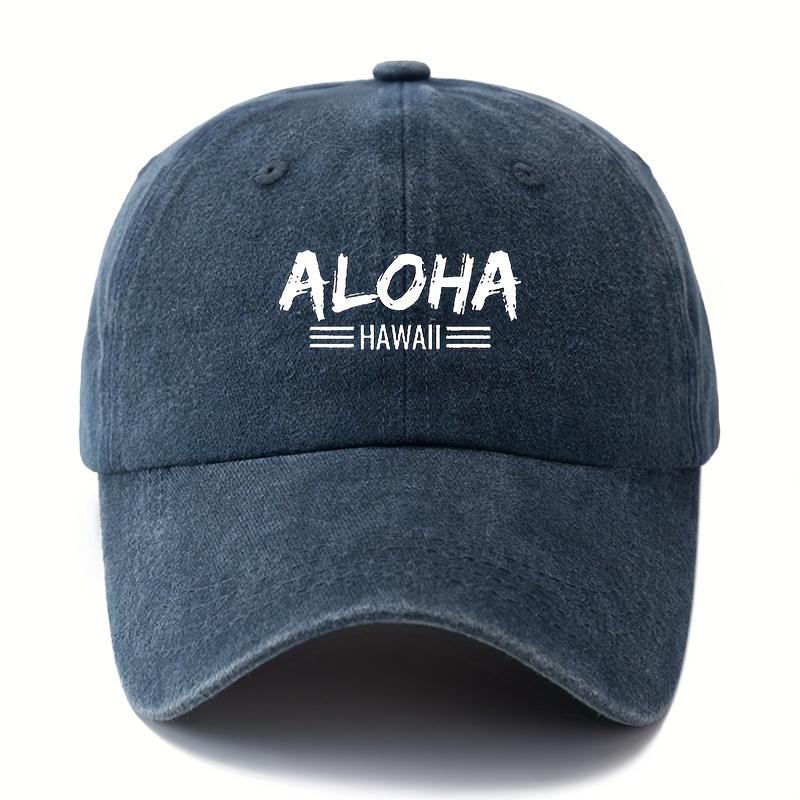 MAKEFGE Unisex Baseball Cap Lightweight Vintage Washed Trucker Hat with Bold ALOHA Lettering Curved Brim for Outdoor Hawaii 1pc