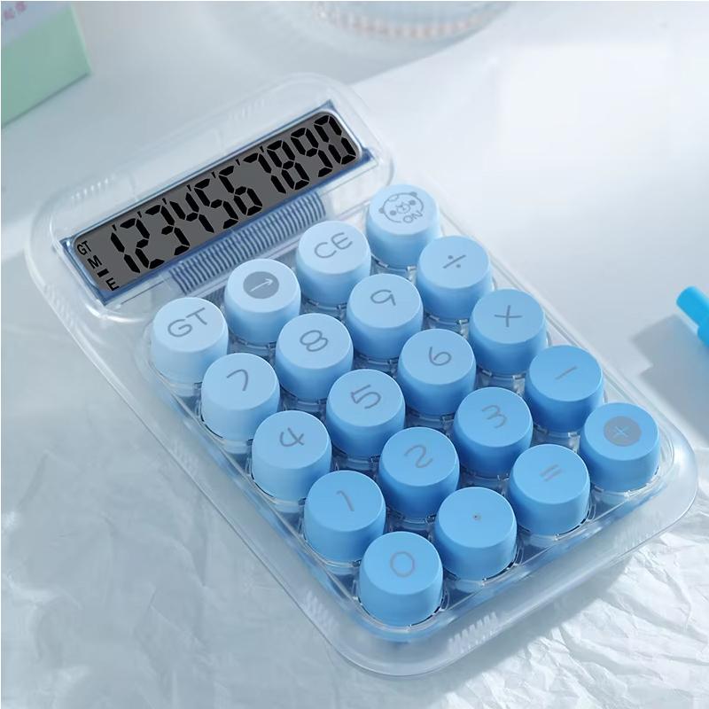 Transparent Gradient Large Button Calculator, Large Screen Electronic 10 Digit, Suitable for Student Business Use
